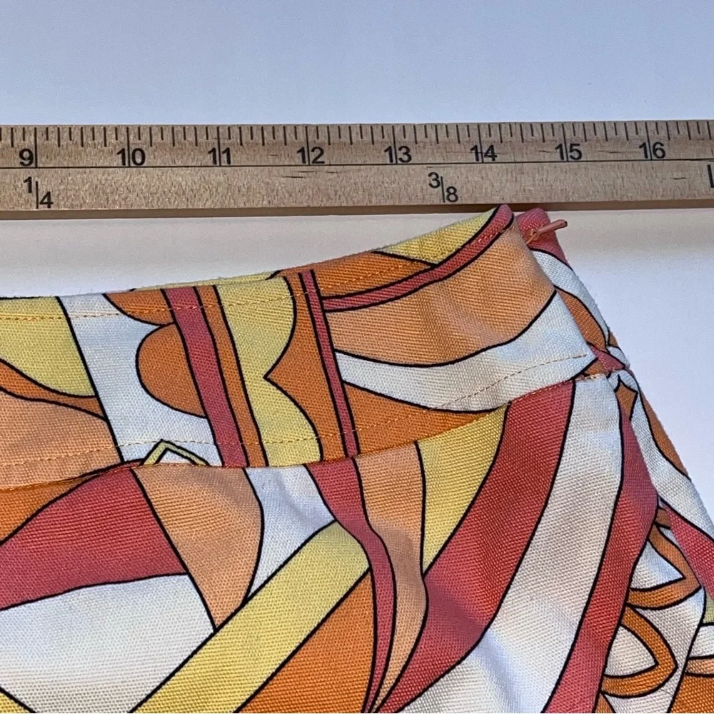 Talbots‎ Size 8 Retro Geometric Pattern Orange, Yellow and White Skirt